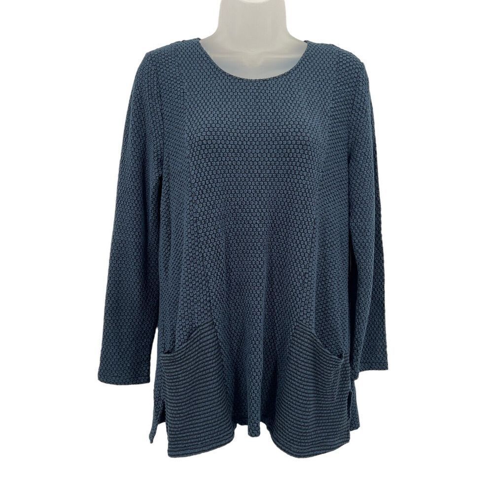 Habitat Clothes to Live in Tunic Top Size Small Blue Long Sleeve Front Pockets